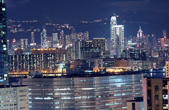 晚上在市中心的香港景观天空办公室场景假期天际旅行玻璃经济建筑图片