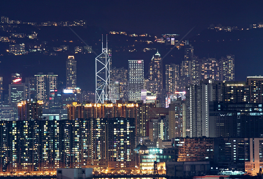 晚上在市中心的香港旅行假期经济办公室石头场景玻璃建筑码头港口图片