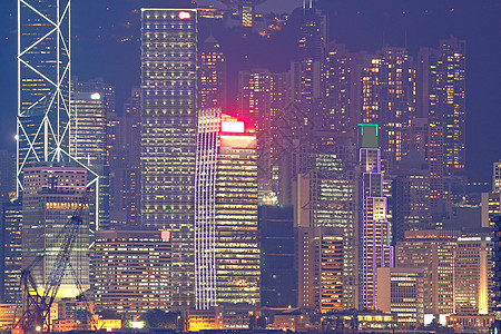 香港之夜玻璃摩天大楼工作旅游城市景观商业建筑地标旅行图片