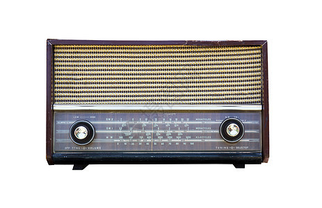旧的孤立无线电台纽扣木头网格技术拨号收音机短路播送短波小路图片