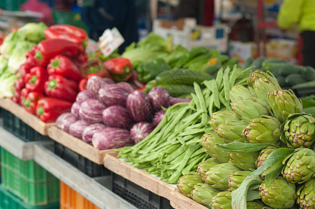街头市场产品蔬菜水平杂货食物购物展示季节性茄子胡椒图片