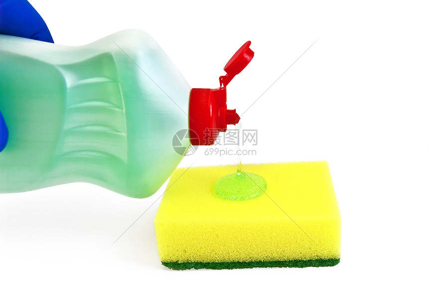 洗碗海绵手套瓶子厨房消毒剂清洁工房子家庭卫生打扫清洁图片