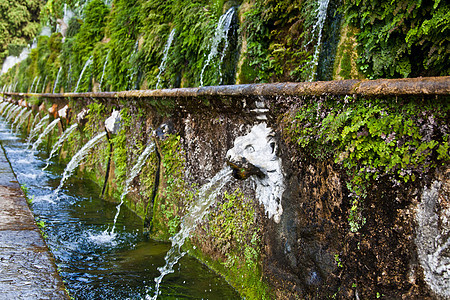 埃斯特别墅蒂沃利瀑布溪流雕像花园晴天风景奢华艺术建筑喷泉图片