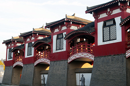 中国古华古建筑游客蓝色纪念碑文化寺庙地标灯笼宗教场景观光图片
