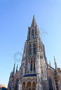 Ulm大教堂旅游教堂文化遗产蓝天晴天建筑教会历史景观尖塔图片