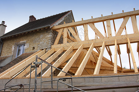 屋顶木架的建筑图案技术桁架住房木板植物木材框架改造材料装修图片