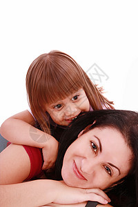 一位母亲和她的女婴躺在地板上的肖像图片