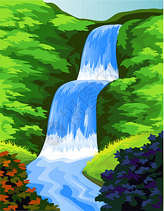 瀑布环境日光森林溪流热带公园蓝色植被生态流动图片