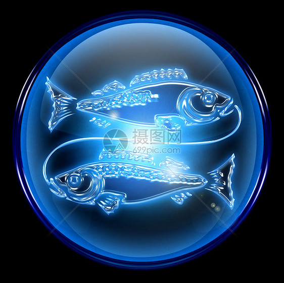 按钮图标 在黑色背景上隔离风格星座宇宙蓝色绘画插图装饰十二生肖玻璃网站图片