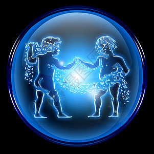 按钮图标 在黑色背景上孤立装饰蓝色宇宙十二生肖绘画星座网页网站日历玻璃图片