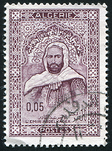 阿卜杜勒卡德尔酋长历史性胡子男性古董肩膀男人州长胡须邮票图片