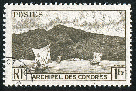 昂儒昂湾男人岛屿信封支撑海洋明信片古董历史性邮票工艺图片