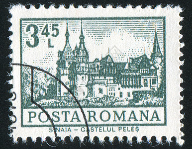 西纳亚城堡邮戳历史性邮件邮资建造圆顶窗户房子建筑学信封图片