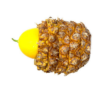菠萝和柠檬食物养分甜点热带黄色红色植物美食果汁绿色图片