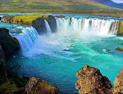 冰岛的河流和大瀑布图片