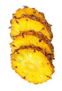 白色背景上孤立的新鲜切片菠萝叶子食物黄色小吃气候热带水果图片