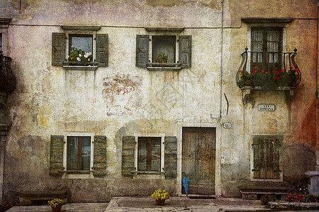 美丽的意大利外表艺术入口水平建筑学时间墙纸创造力窗户村庄房子图片