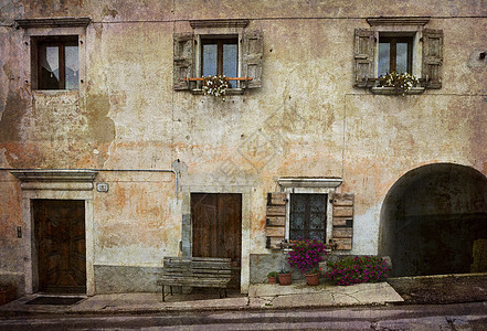 意大利村庄家园意大利长椅水平创造力入口房子时间墙纸风化艺术窗户图片