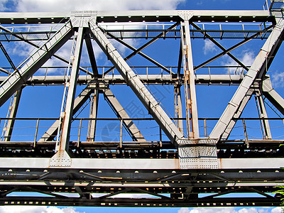 蓝天背景上的铁路桥图片