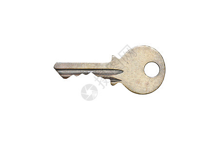 孤立白背景的旧密钥安全财产棕色金属木板房子古董钥匙工具白色图片