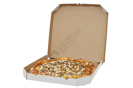 盒中比萨饼烹饪成品玉米服务食物食品饮食盒子披萨盒餐饮图片