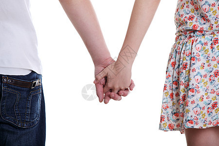 关上一对手牵手的情侣男朋友身体男性女朋友浪漫男生青年夫妻恋人女孩背景图片