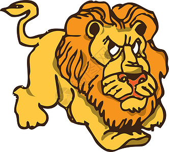 愤怒的狮子卡通片哺乳动物捕食者猫科数字动物群动物插图绘画荒野图片