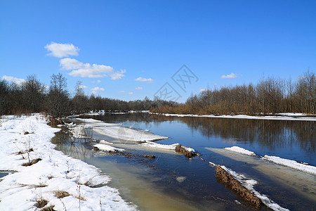 河上冰雪的驱动力海岸建筑乡村场景太阳城市寒意风景天空小屋图片