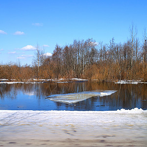 河上冰雪的驱动力城市天空蓝色场景寒冷寒意太阳海岸风景天气图片