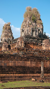 柬埔寨暹粒的先鲁普寺寺庙红土宗教高棉语文化废墟石头建筑学图片