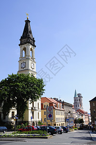 德国济陶建筑物街道游客尖塔都市晴天房屋教会蓝天旅游图片