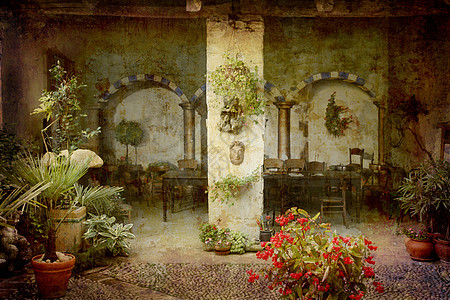 意大利的贺卡系列艺术露台棕色摄影旅行传统花朵明信片建筑学水平图片