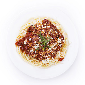 加番茄酱的意大利面午餐美食红色草药营养盘子白色食物餐厅饮食图片