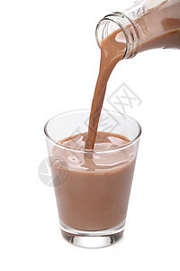 瓶装倒牛奶巧克力加到玻璃杯里运动牛奶巧克力瓶子奶昔可可液体玻璃棕色活力图片