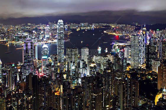 香港夜景景观摩天大楼城市建筑金融商业场景地标天际市中心图片