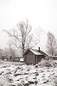 雪中老旧农村家庭森林温度风景大厦农家场景窗户双工财产假期图片