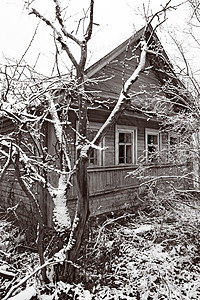 雪中老旧农村家庭季节温度双工农家风景窗户住宅大厦场景森林图片