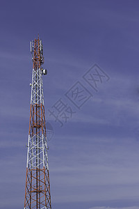 电讯塔辐射系统射线广播收音机桅杆场地车站蓝色金属图片