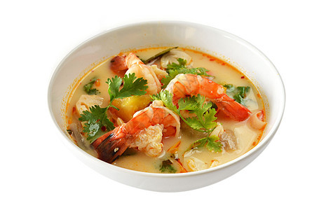 冬阴功泰国菜食物牛奶白色功夫柠檬椰子美食午餐盘子香菜图片