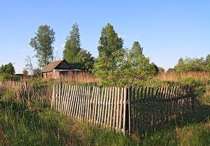 农舍附近的旧木板围栏风景障碍乡村指甲牧场风化外壳植物学财产蔬菜图片