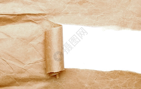 褐色包纸撕破盒子包装货运纸盒卷曲展示床单边缘滚动棕色图片