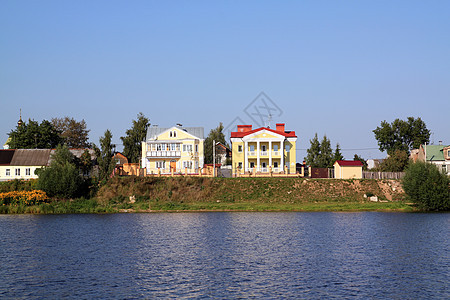 沿海河沿岸小屋教会房子风景场景奢华别墅建筑住宅大厦木头图片