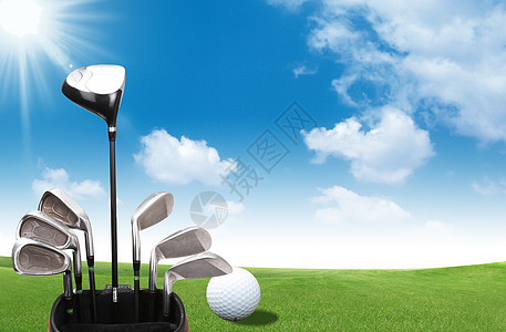 在美丽的高尔夫球场上 建立新的高尔夫球俱乐部绿色爱好奢华项目娱乐司机运动玩家闲暇太阳图片