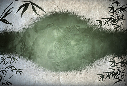 Grungy 背景 带竹枝的旧纸树叶森林框架帆布夹子羊皮纸绘画边缘艺术模仿图片