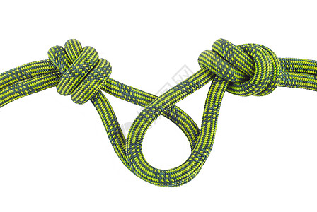 白线上孤立的爬绳结力量绳索运动韧性合作团队细绳蓝色安全白色图片