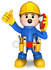 工匠吉祥物韧性建筑工人推介会沟通房子建设者电话维修商业图片