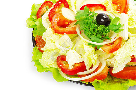沙拉盘中的沙拉草药胡椒环境蔬菜饮食餐厅食物洋葱叶子美食图片