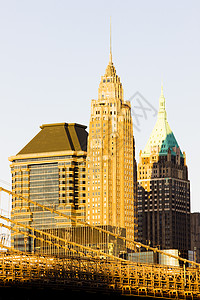 曼哈顿与布鲁克林桥 美国纽约市桥梁河流建筑物地标城市建筑旅行外观摩天大楼景观图片