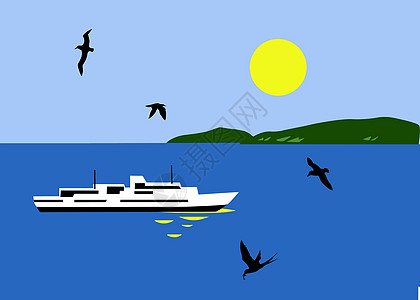海运帆船的矢量插图图片