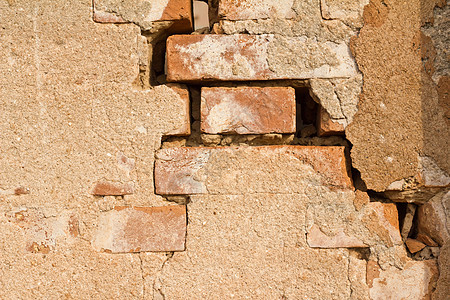 古旧风湿砖墙建筑学乡村石头接缝水泥建筑石膏房子红色衰变图片